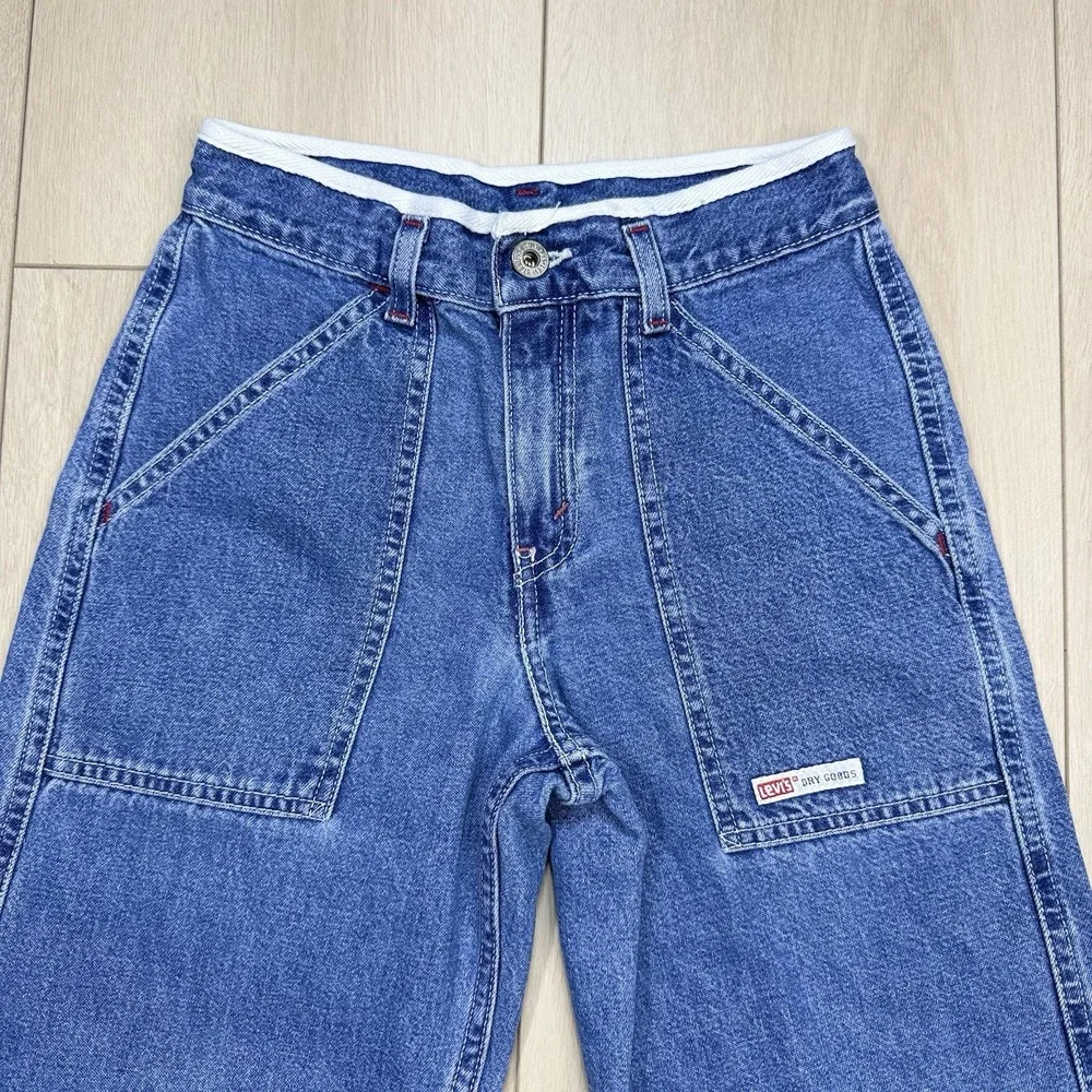 VTG Y2K Levi's Dry Goods‎ Carpenter Jeans Kids 10 Wide Leg Utility Denim Pants